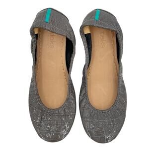 Tieks Slate Gray Croc Leather Ballet Flats Grey Crocodile Texture Shoes Size 9